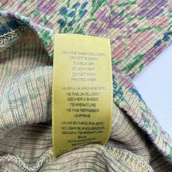 Sundry Ribbed Floral Henley Top Size 2‎ Medium Slim Fit Snap Button Fairy Grunge - Picture 5 of 6